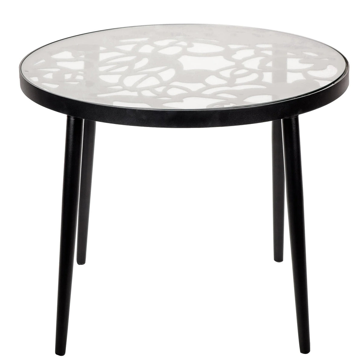 Devon 3-Piece Patio Dining Set: Aluminum Table with Glass Top & 2 Stackable Flower Chairs - Elax Furniture