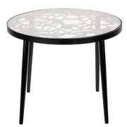Devon 3-Piece Patio Dining Set: Aluminum Table with Glass Top & 2 Stackable Flower Chairs - Elax Furniture