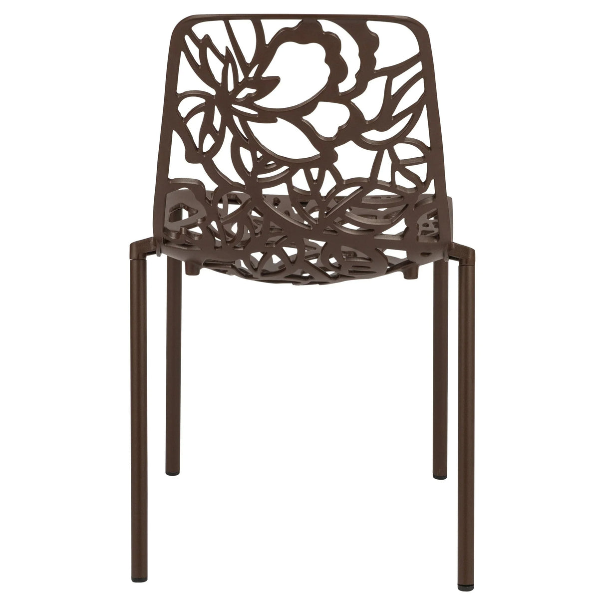 Devon 3-Piece Patio Dining Set: Aluminum Table with Glass Top & 2 Stackable Flower Chairs - Elax Furniture