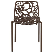 Devon 3-Piece Patio Dining Set: Aluminum Table with Glass Top & 2 Stackable Flower Chairs - Elax Furniture