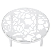 Devon 3-Piece Patio Dining Set: Aluminum Table with Glass Top & 2 Stackable Flower Chairs - Elax Furniture