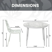 Devon 3-Piece Patio Dining Set: Aluminum Table with Glass Top & 2 Stackable Flower Chairs - Elax Furniture