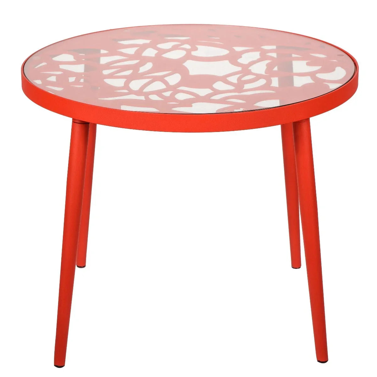 Devon Tree Design Glass Top Aluminum Base Outdoor End Table - Elax Furniture