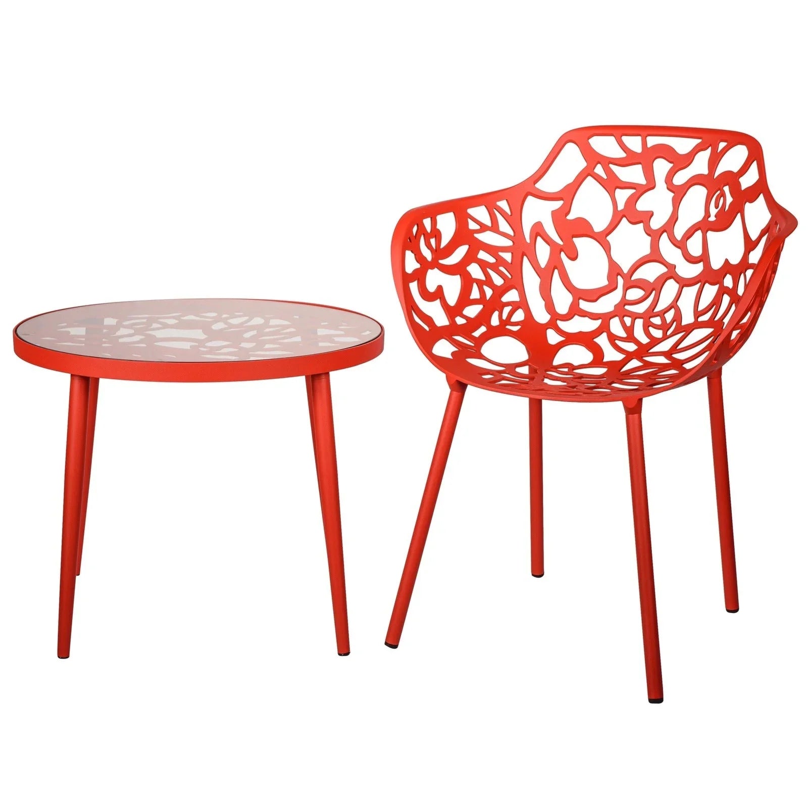 Devon Tree Design Glass Top Aluminum Base Outdoor End Table - Elax Furniture