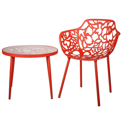 Devon Tree Design Glass Top Aluminum Base Outdoor End Table - Elax Furniture