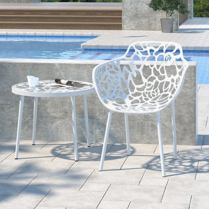 Devon Tree Design Glass Top Aluminum Base Outdoor End Table - Elax Furniture