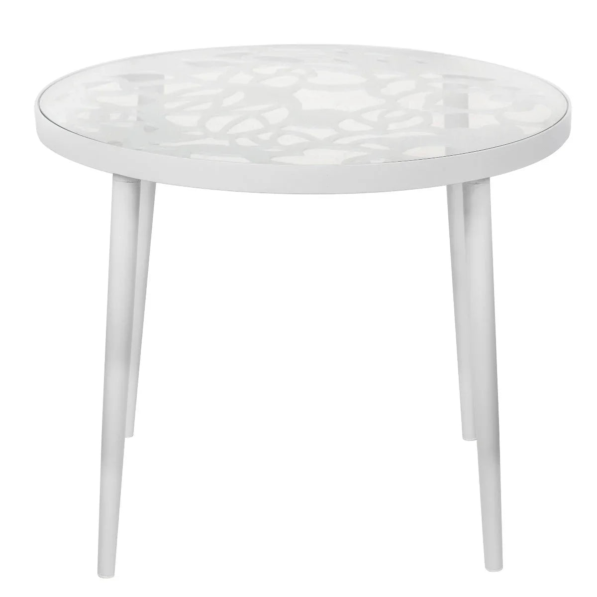 Devon Tree Design Glass Top Aluminum Base Outdoor End Table - Elax Furniture