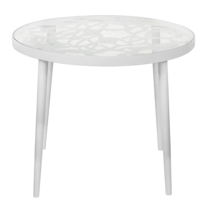 Devon Tree Design Glass Top Aluminum Base Outdoor End Table - Elax Furniture