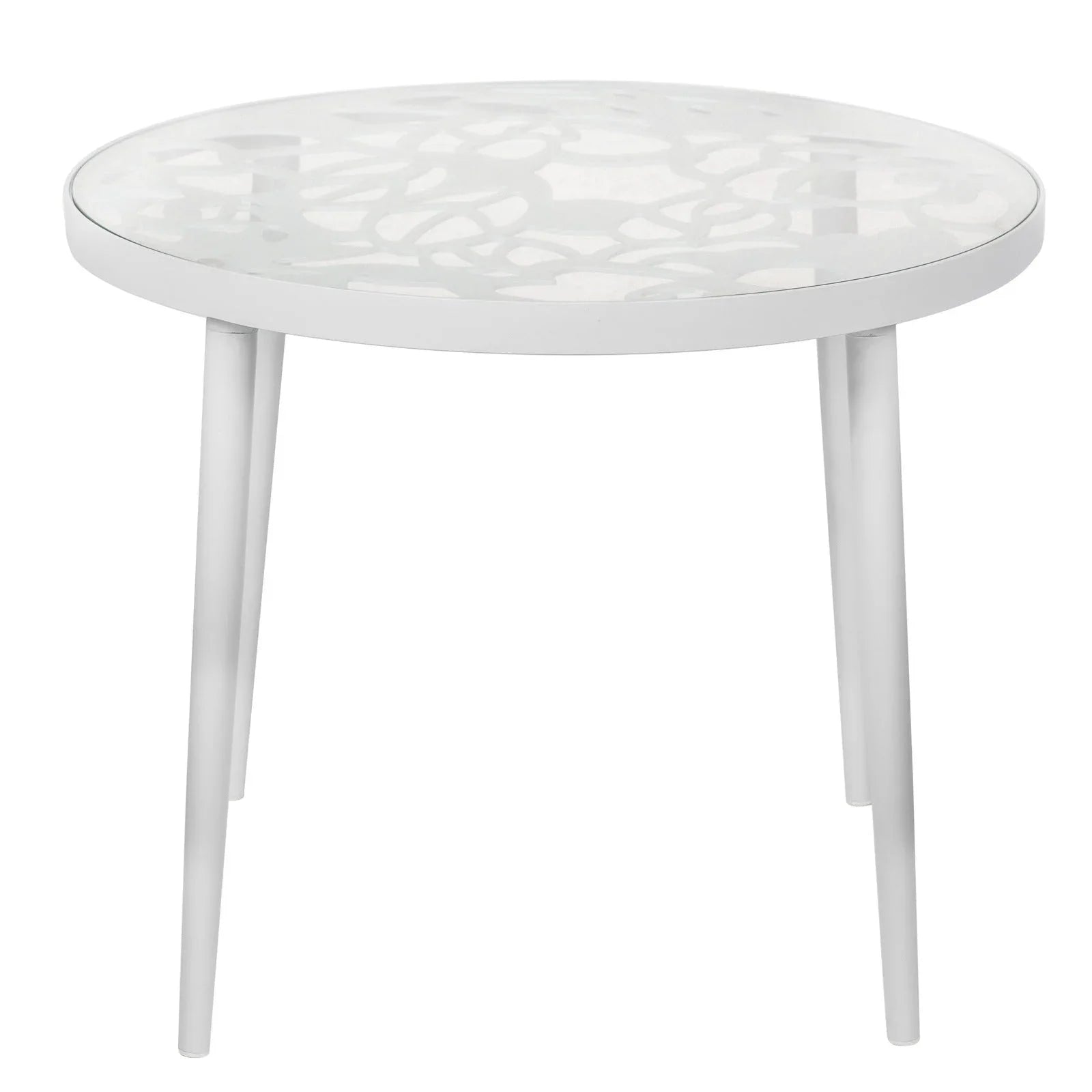 Devon Tree Design Glass Top Aluminum Base Outdoor End Table - Elax Furniture
