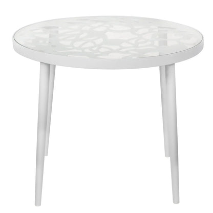 Devon Tree Design Glass Top Aluminum Base Outdoor End Table - Elax Furniture