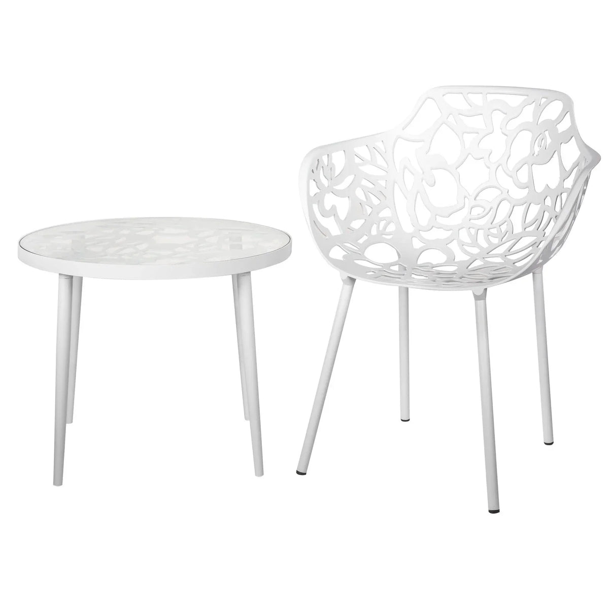Devon Tree Design Glass Top Aluminum Base Outdoor End Table - Elax Furniture