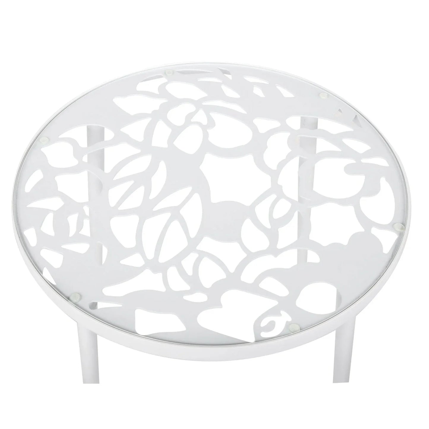Devon Tree Design Glass Top Aluminum Base Outdoor End Table - Elax Furniture