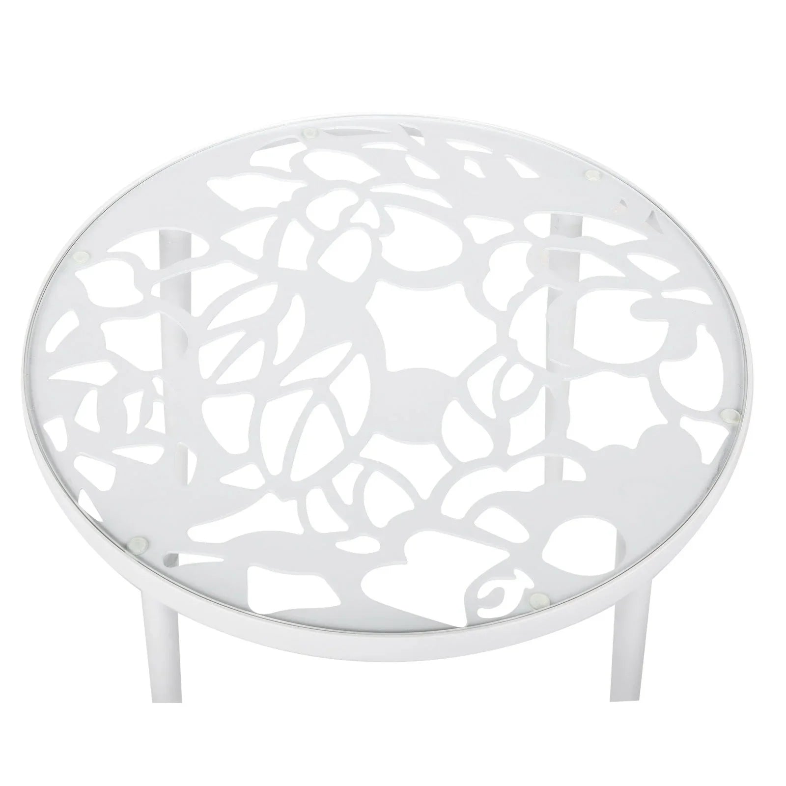 Devon Tree Design Glass Top Aluminum Base Outdoor End Table - Elax Furniture