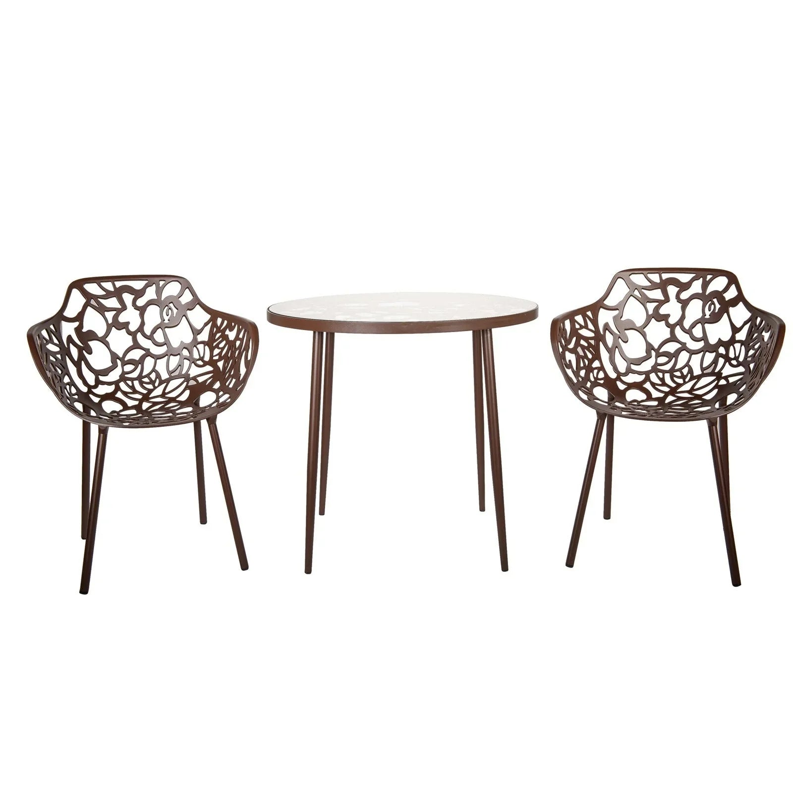 Devon Tree Design Glass Top Aluminum Base Indoor Outdoor Bistro Dining Table - Elax Furniture