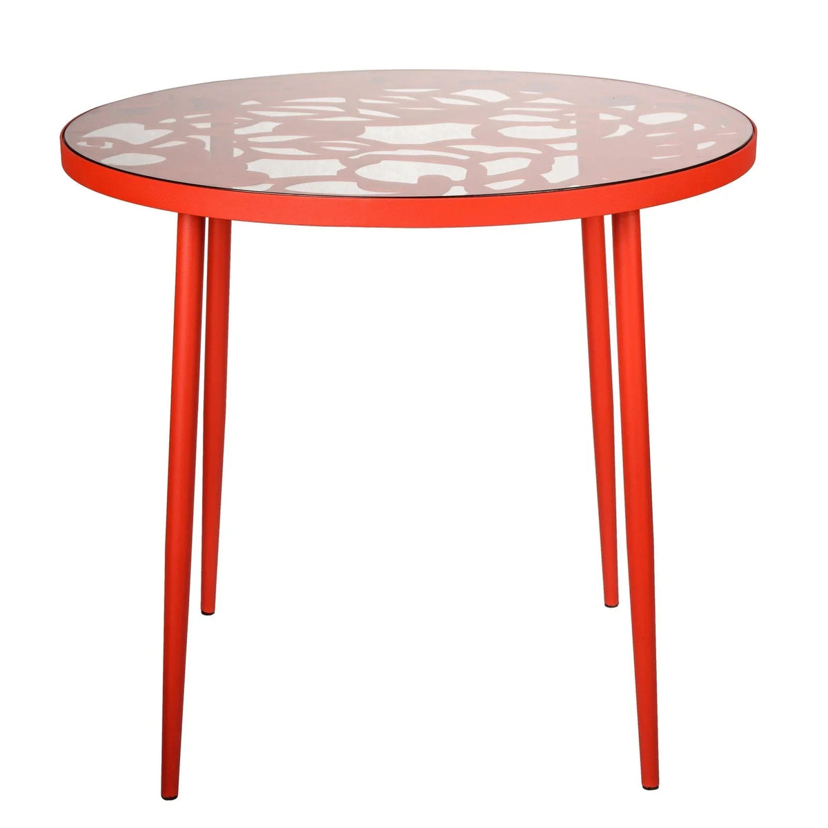 Devon 5-Piece Patio Dining Set: Aluminum Table with Glass Top & 4 Stackable Flower Chairs - Elax Furniture