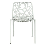 Devon 5-Piece Patio Dining Set: Aluminum Table with Glass Top & 4 Stackable Flower Chairs - Elax Furniture