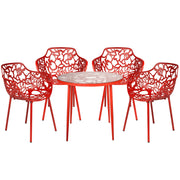 Devon 5-Piece Outdoor Dining Set: Aluminum Table with Glass Top & 4 Flower Armchairs - Elax Furniture