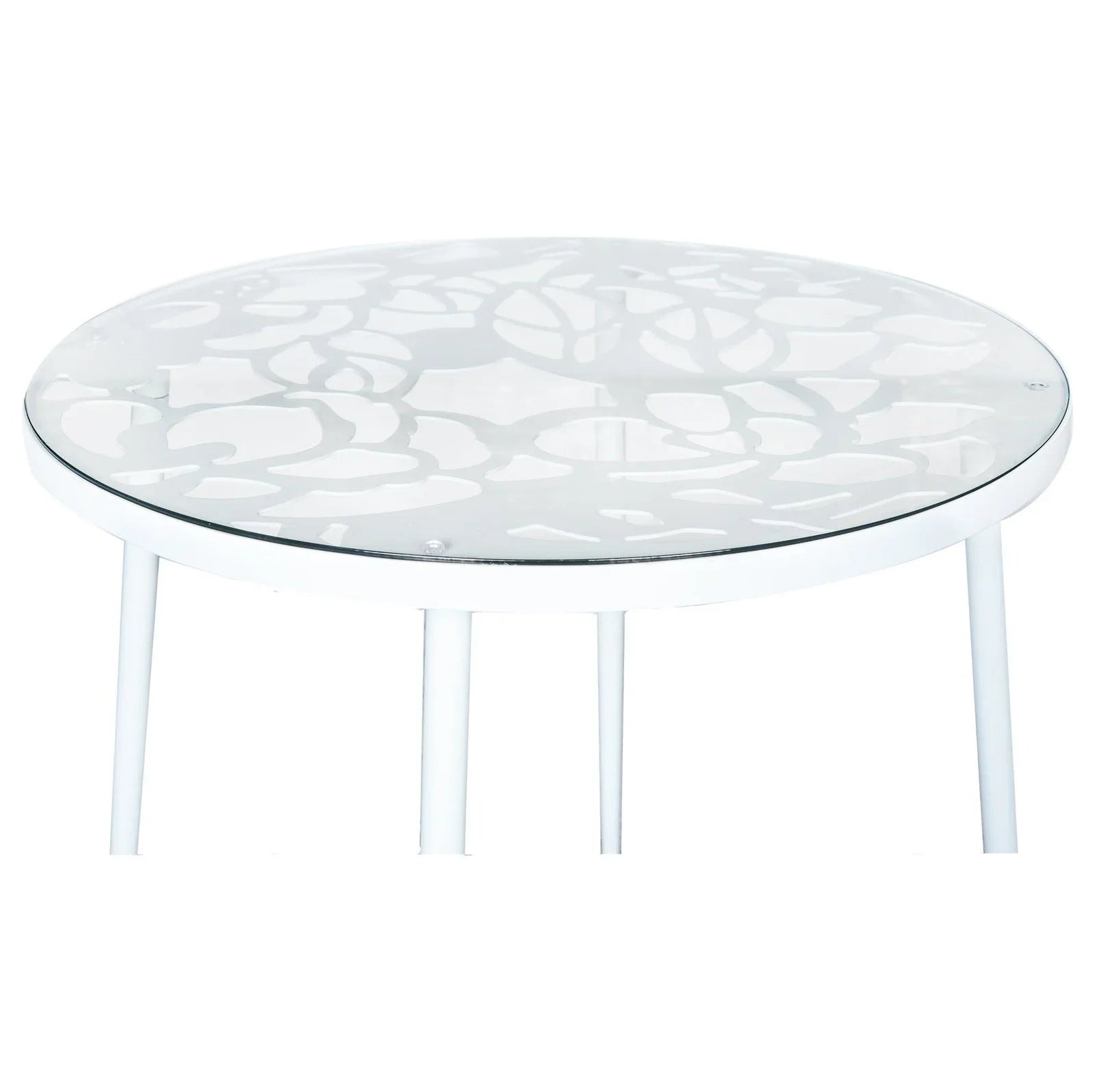 Devon 5-Piece Outdoor Dining Set: Aluminum Table with Glass Top & 4 Flower Armchairs - Elax Furniture