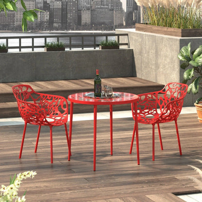 Devon Tree Design Glass Top Aluminum Base Indoor Outdoor Bistro Dining Table - Elax Furniture