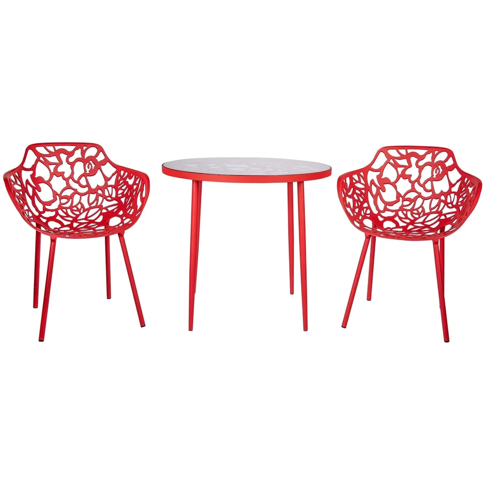 Devon Tree Design Glass Top Aluminum Base Indoor Outdoor Bistro Dining Table - Elax Furniture