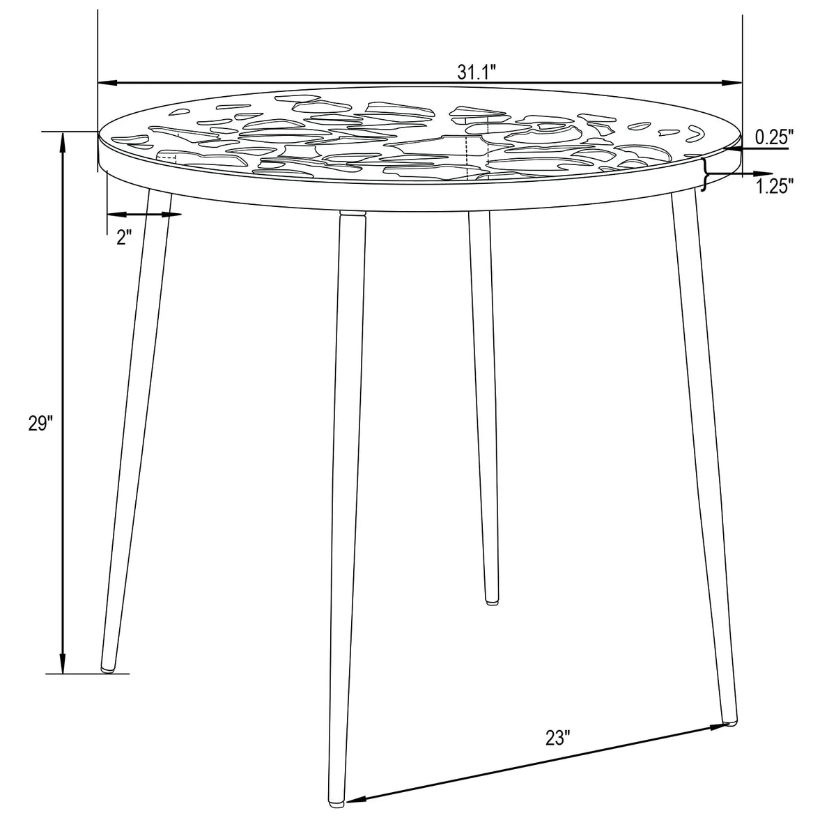 Devon Tree Design Glass Top Aluminum Base Indoor Outdoor Bistro Dining Table - Elax Furniture