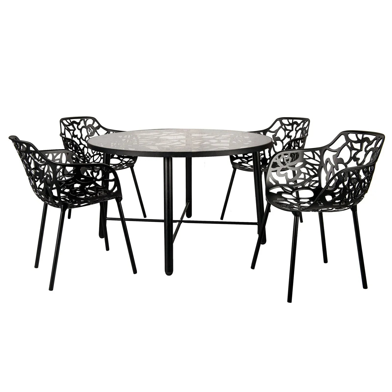 Devon Tree Design Glass Top Aluminum Base Indoor Outdoor 47.25" Dining Table - Elax Furniture