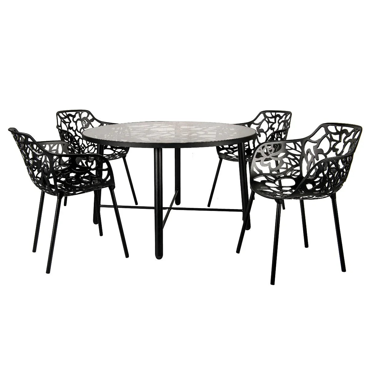 Devon Tree Design Glass Top Aluminum Base Indoor Outdoor 47.25" Dining Table - Elax Furniture