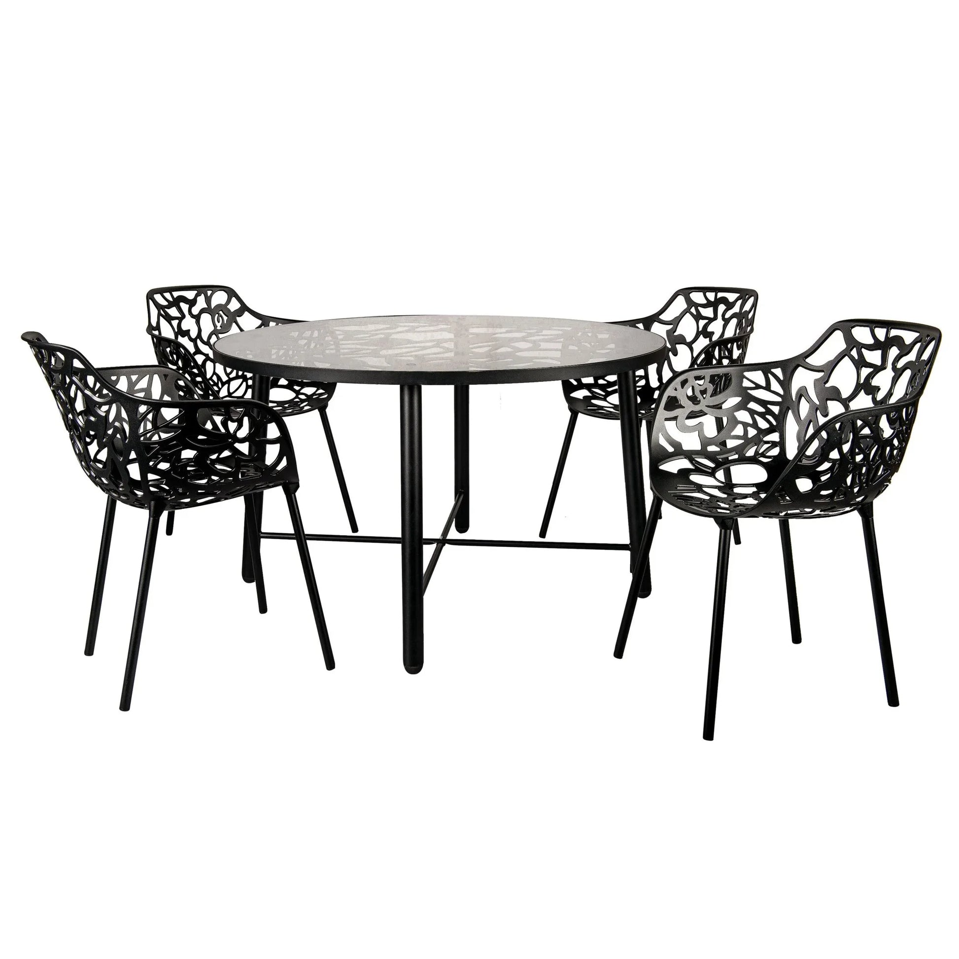 Devon Tree Design Glass Top Aluminum Base Indoor Outdoor Bistro Dining Table - Elax Furniture