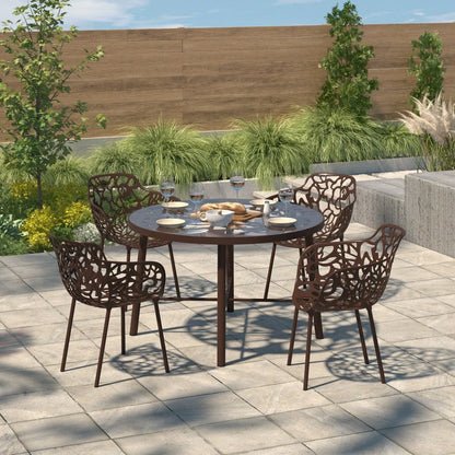 Devon Tree Design Glass Top Aluminum Base Indoor Outdoor 47.25" Dining Table - Elax Furniture