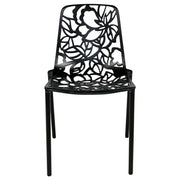 Devon 7-Piece Outdoor Dining Set: Aluminum Table with Glass Top & 6 Stackable Flower Chairs - Elax Furniture
