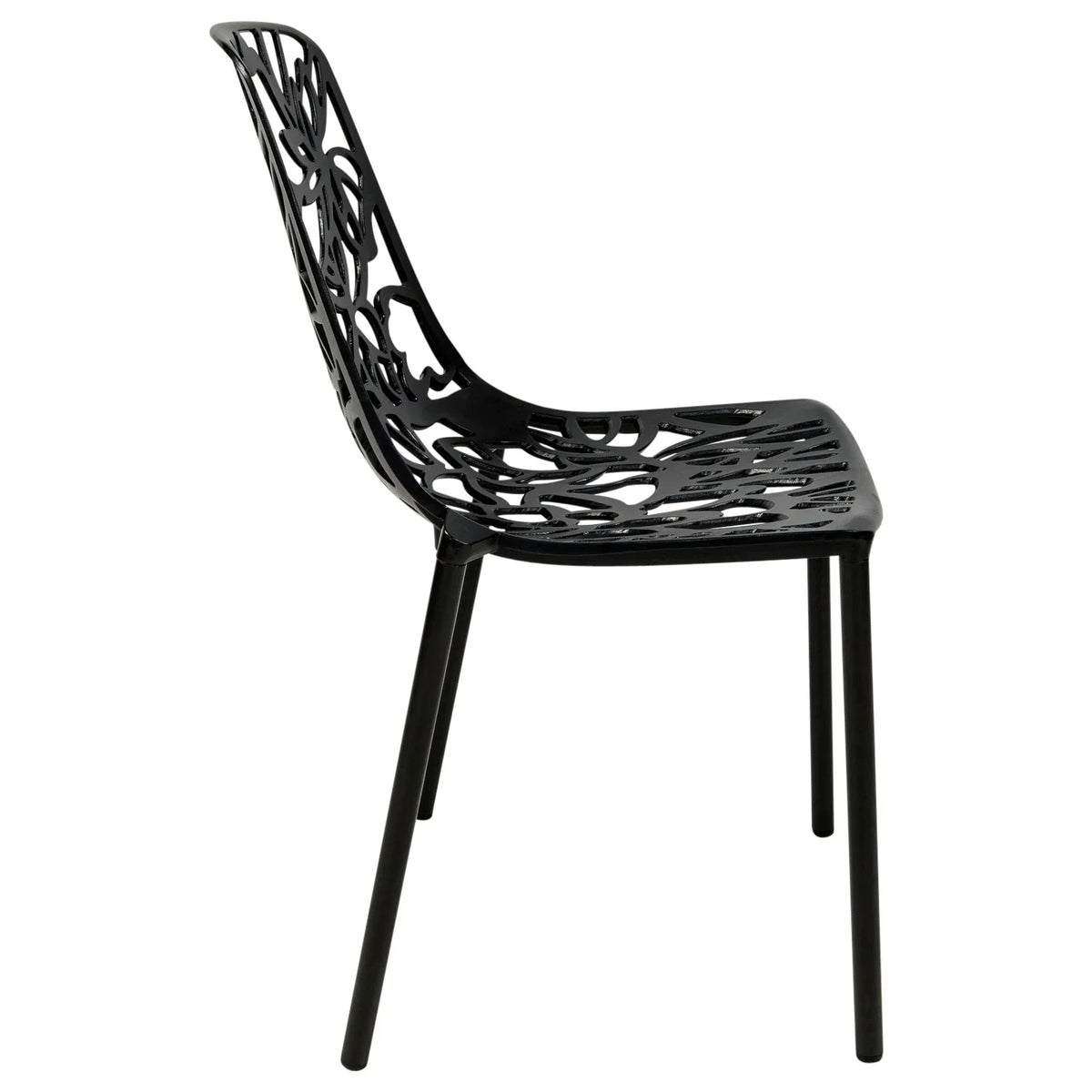 Devon 7-Piece Outdoor Dining Set: Aluminum Table with Glass Top & 6 Stackable Flower Chairs - Elax Furniture