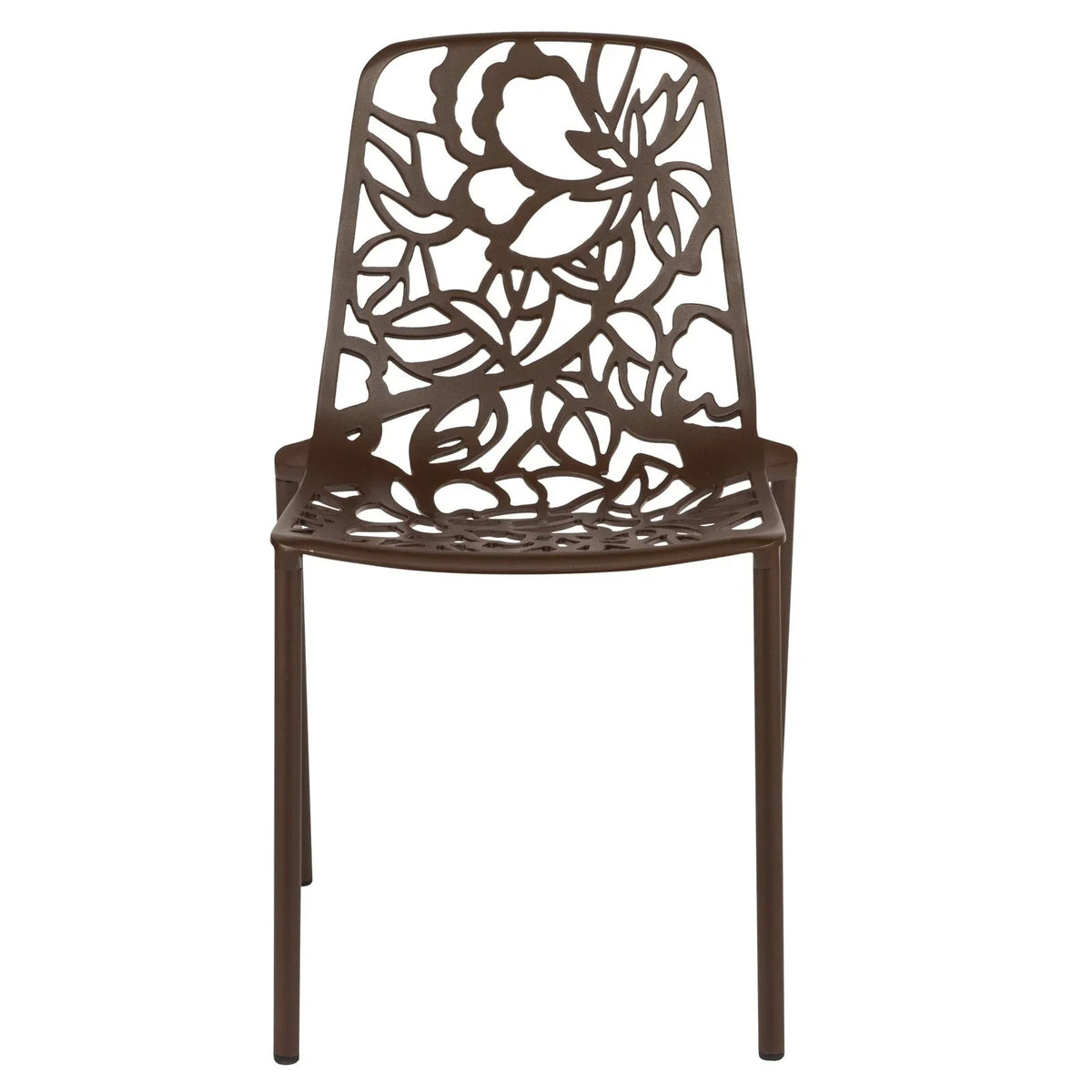 Devon 7-Piece Outdoor Dining Set: Aluminum Table with Glass Top & 6 Stackable Flower Chairs - Elax Furniture
