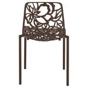 Devon 7-Piece Outdoor Dining Set: Aluminum Table with Glass Top & 6 Stackable Flower Chairs - Elax Furniture