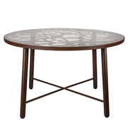 Devon 7-Piece Outdoor Dining Set: Aluminum Table with Glass Top & 6 Stackable Flower Chairs - Elax Furniture