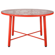 Devon 7-Piece Outdoor Dining Set: Aluminum Table with Glass Top & 6 Stackable Flower Chairs - Elax Furniture