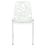 Devon 7-Piece Outdoor Dining Set: Aluminum Table with Glass Top & 6 Stackable Flower Chairs - Elax Furniture