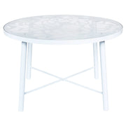 Devon 7-Piece Outdoor Dining Set: Aluminum Table with Glass Top & 6 Flower Armchairs - Elax Furniture