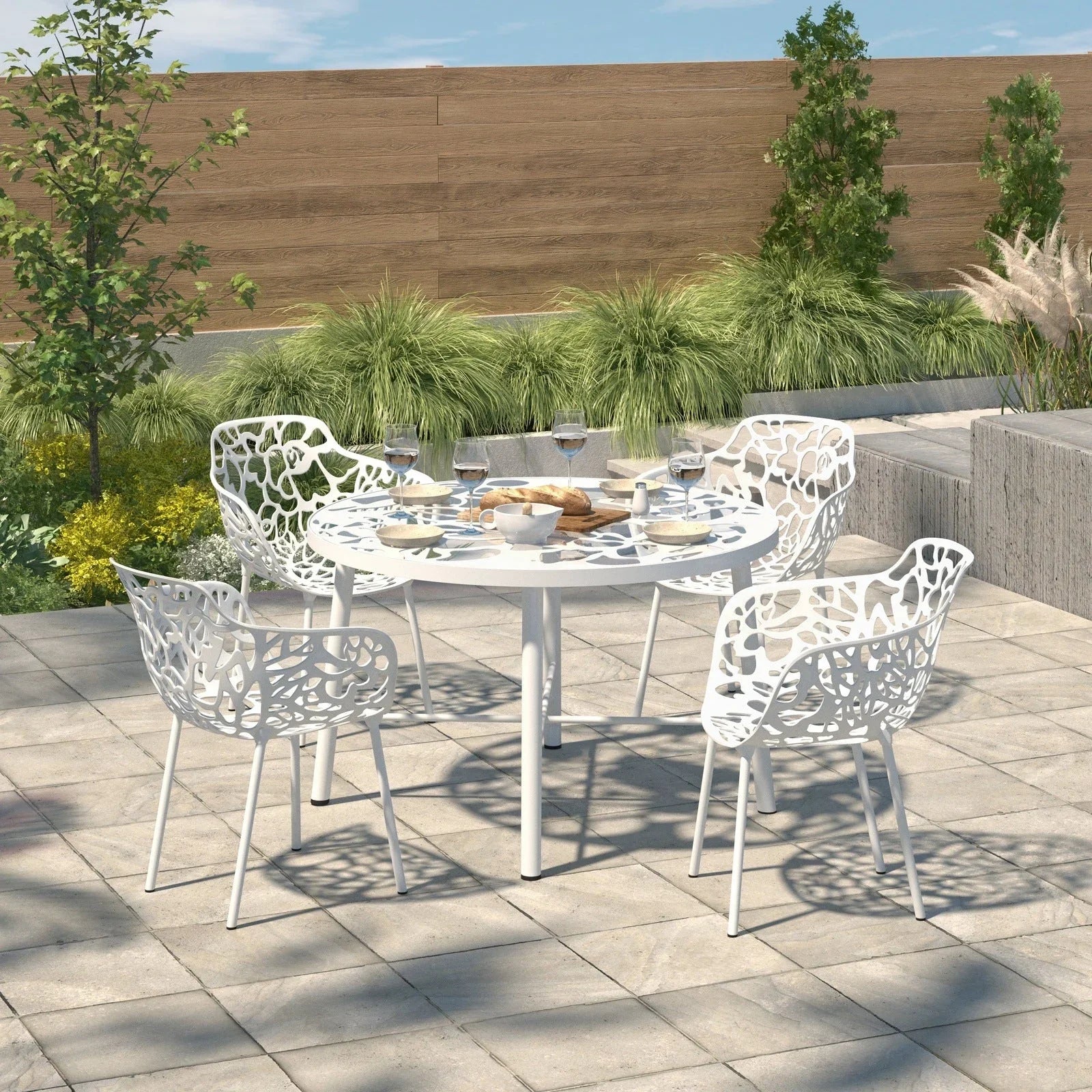 Devon Tree Design Glass Top Aluminum Base Indoor Outdoor 47.25" Dining Table - Elax Furniture