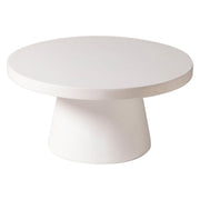 Dune Round 32" Wide Coffee Table in Fiberstone with a Pedestal Base White Coffee Table LeisureMod