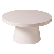Dune Round 32" Wide Coffee Table in Fiberstone with a Pedestal Base Grey Coffee Table LeisureMod
