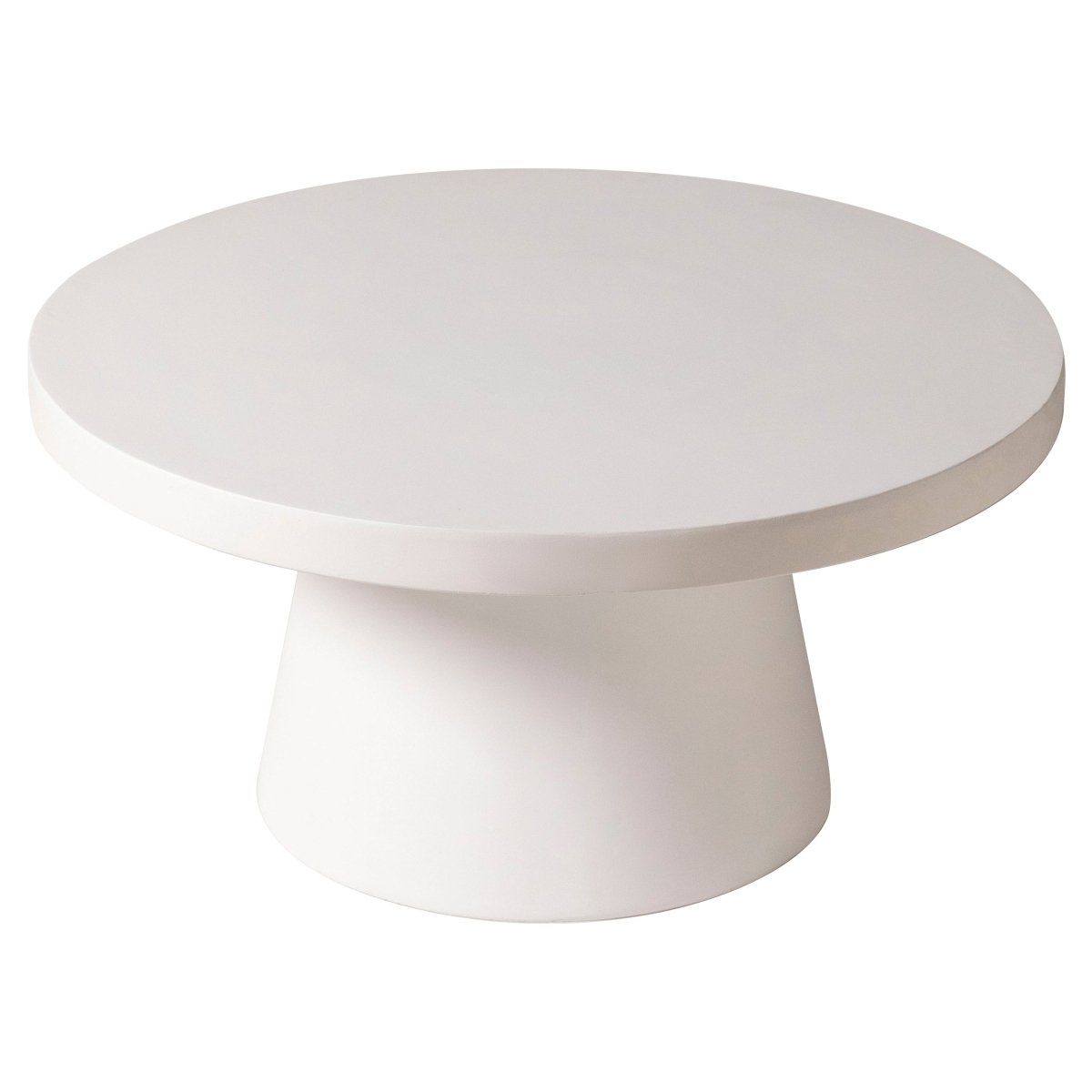 Dune Round 32" Wide Coffee Table in Fiberstone with a Pedestal Base White Coffee Table LeisureMod