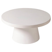 Dune Round 32" Wide Coffee Table in Fiberstone with a Pedestal Base White Coffee Table LeisureMod