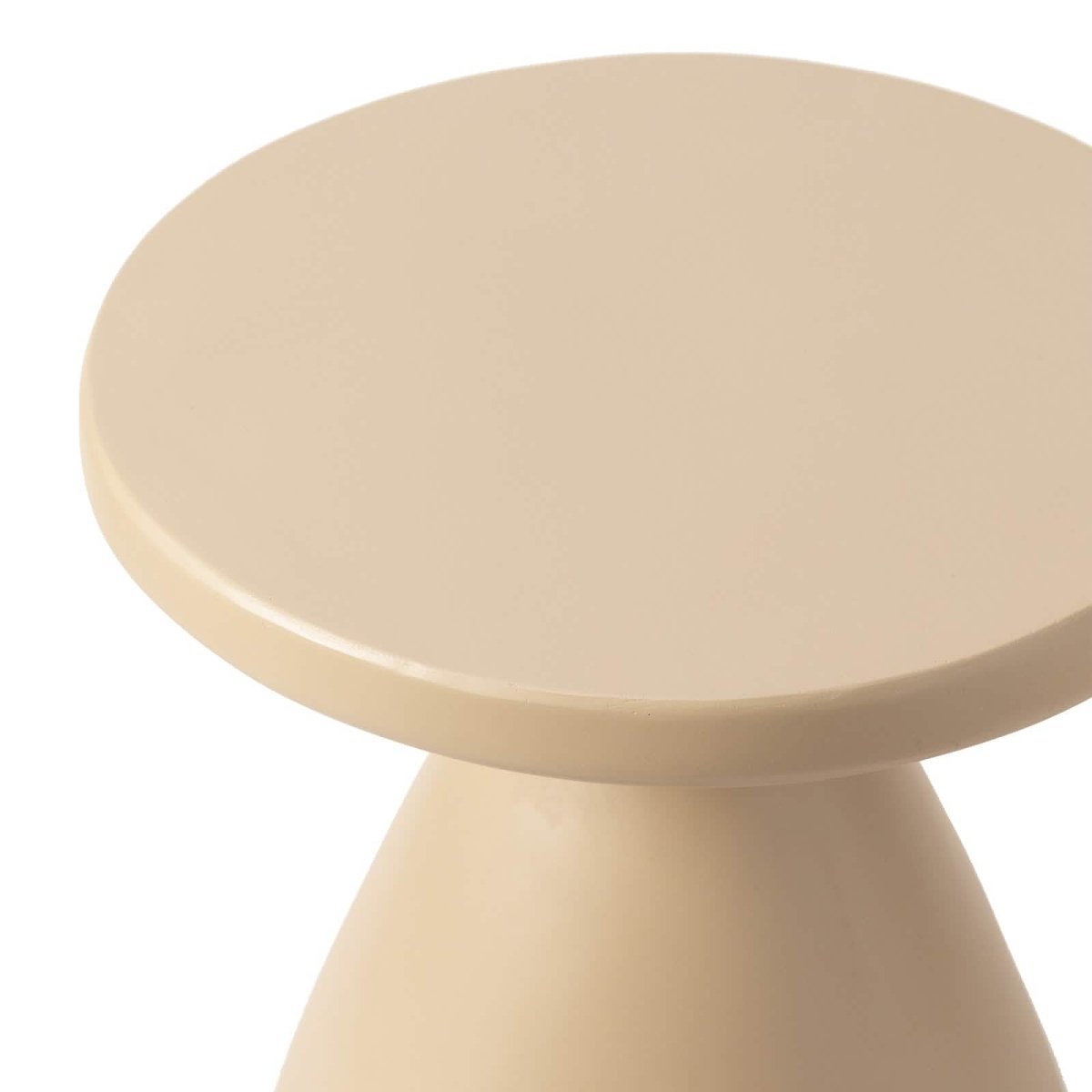 Dune Side Table Fiberstone Round Accent Table and Hourglass Pedestal Base Beige Side Table LeisureMod