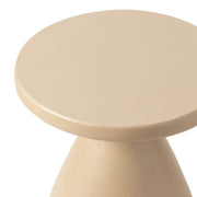 Dune Side Table Fiberstone Round Accent Table and Hourglass Pedestal Base Beige Side Table LeisureMod