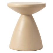 Dune Side Table Fiberstone Round Accent Table and Hourglass Pedestal Base Beige Side Table LeisureMod