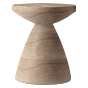 Dune Side Table Fiberstone Round Accent Table and Hourglass Pedestal Base Travertine Side Table LeisureMod