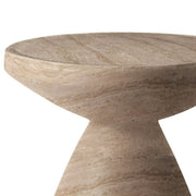 Dune Side Table Fiberstone Round Accent Table and Hourglass Pedestal Base Travertine Side Table LeisureMod