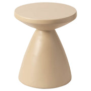 Dune Side Table Fiberstone Round Accent Table and Hourglass Pedestal Base Beige Side Table LeisureMod