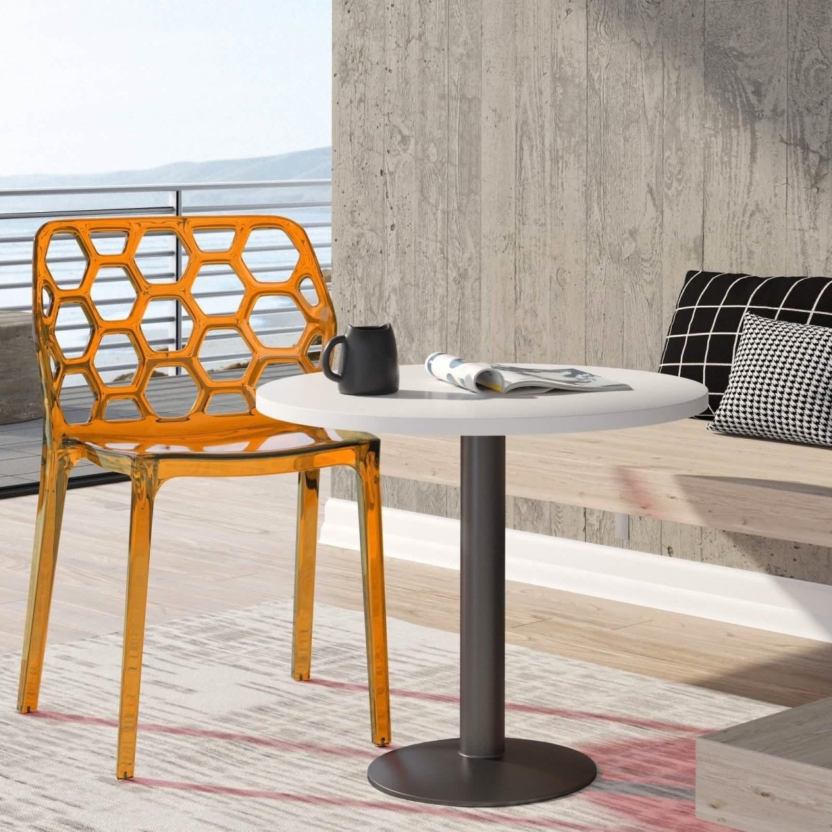 Dynamic Modern Honeycomb Design Dining Side Chair Red Dining Chair Leisuremod