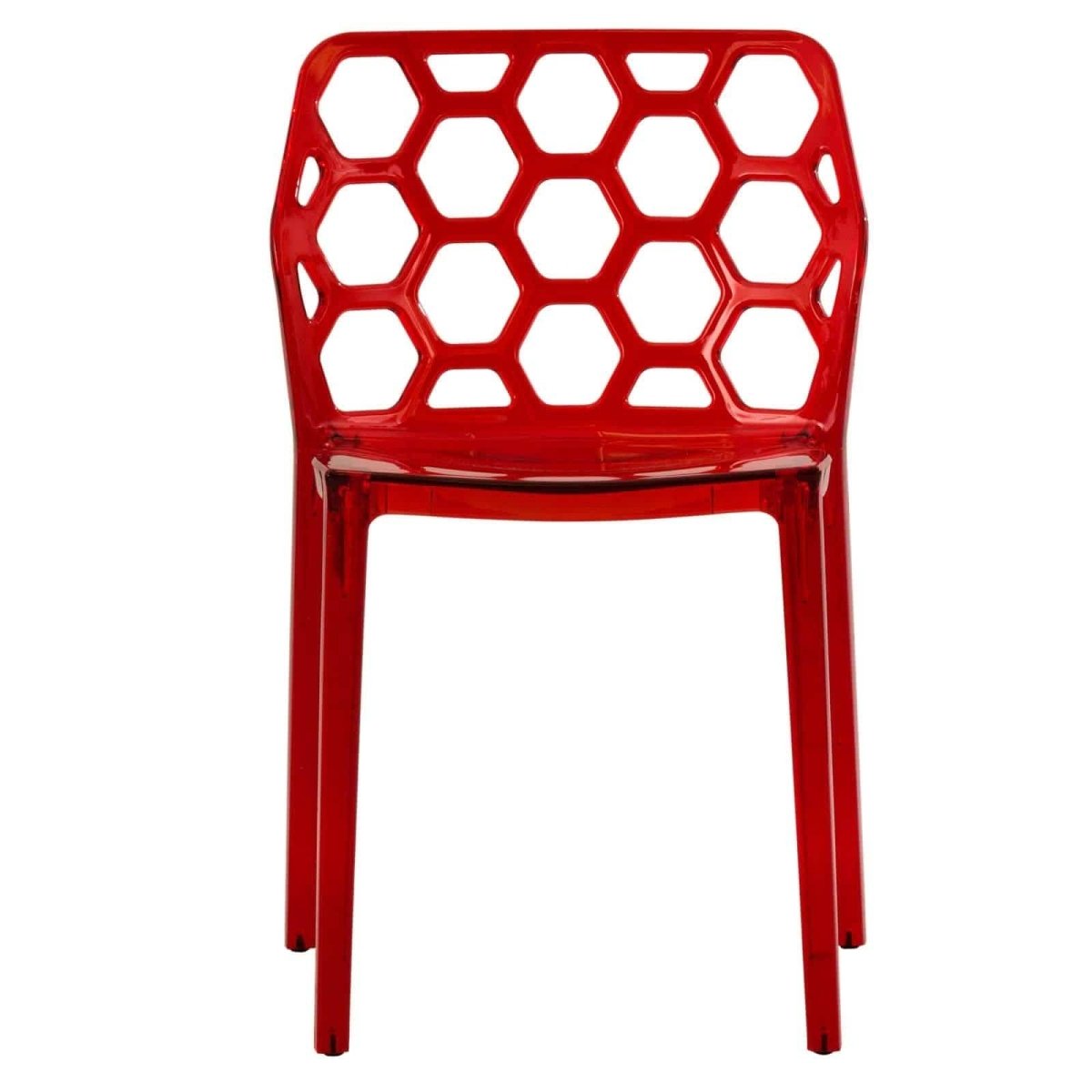 Dynamic Modern Honeycomb Design Dining Side Chair Red Dining Chair Leisuremod